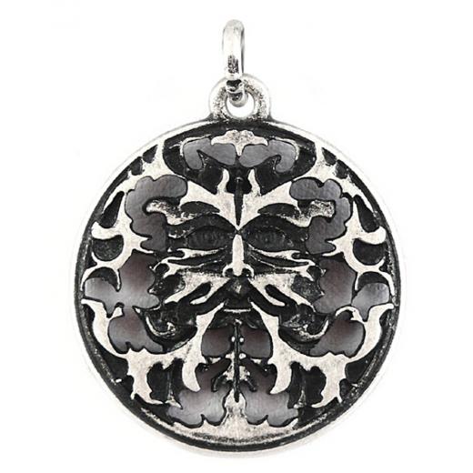 Green Man (Pendant in antiqued silver)