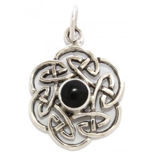 Nuada - Keltischer Knoten Onyx (Kettenanhänger in Silber)