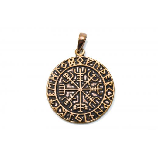 Wikinger Runen Kompass - Ragson (Kettenanhänger in Bronze)