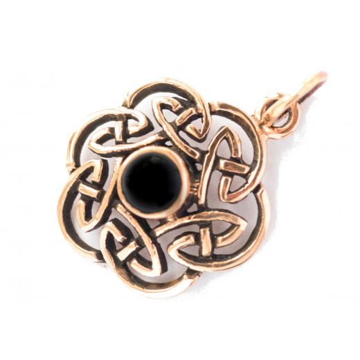 Nuada - keltischer Knoten - Onyx (Kettenanhänger in Bronze)