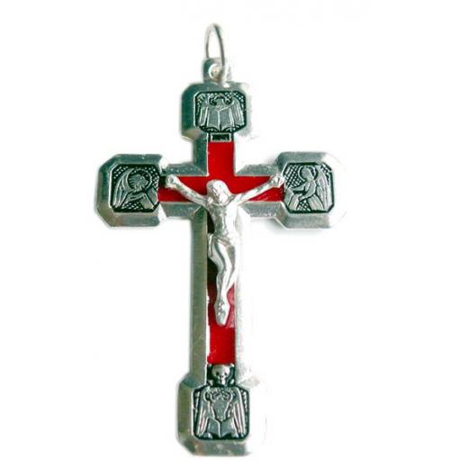 Christus Kreuz rot (Kettenanhänger in Silber)