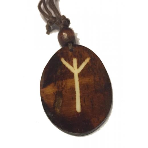 Algiz Rune - Pendant of Bone (Brown)