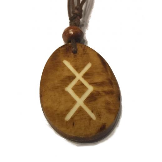 Ingwuz Rune - Kettenanhänger aus Knochen (braun)