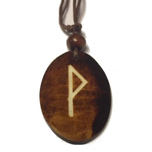 Wunjo Rune - Kettenanhänger aus Knochen (braun)