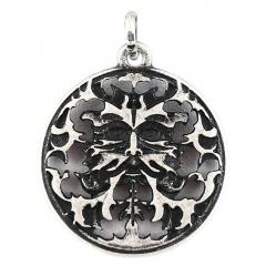 Green Man (Pendant in antiqued silver)