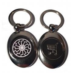 Black Sun (Key ring with trolley coin in silver)