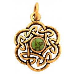 Nuada - Keltischer Knoten Türkis (Kettenanhänger in Bronze)