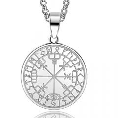 Viking compass in the Rune circle (pendant + chain in silver)