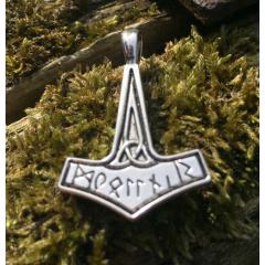 Thors hammer with runes (Pendant in silver)
