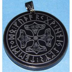 Mjolnir in the runes-circle (Pendant from horn)