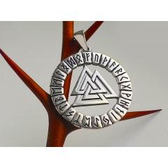 Valknut im Runenkreis (Kettenanhänger in Silber)