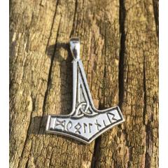 Thors hammer with runes (Pendant in silver)