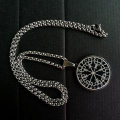 Viking compass in the Rune circle (pendant + chain in silver)