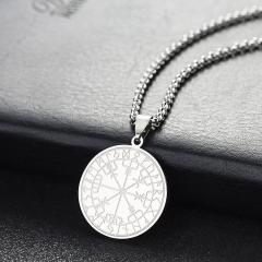 Viking compass in the Rune circle (pendant + chain in silver)