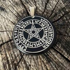 Magical Witches amulet with runic (Pendant from Horn)