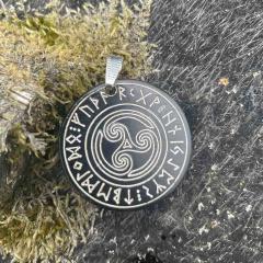 Triskele in the rune circle (Pendant from horn)