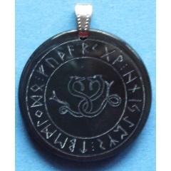 Celtic snake in the run-down circle (Pendant from horn)