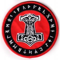Mjölnir Runen rot (Aufnäher)